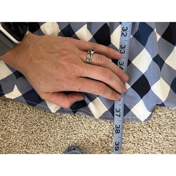 Tommy Hilfiger Women's Sleeveless Blue Checked Cotton Button Midi Dress 12 - Picture 8 of 8